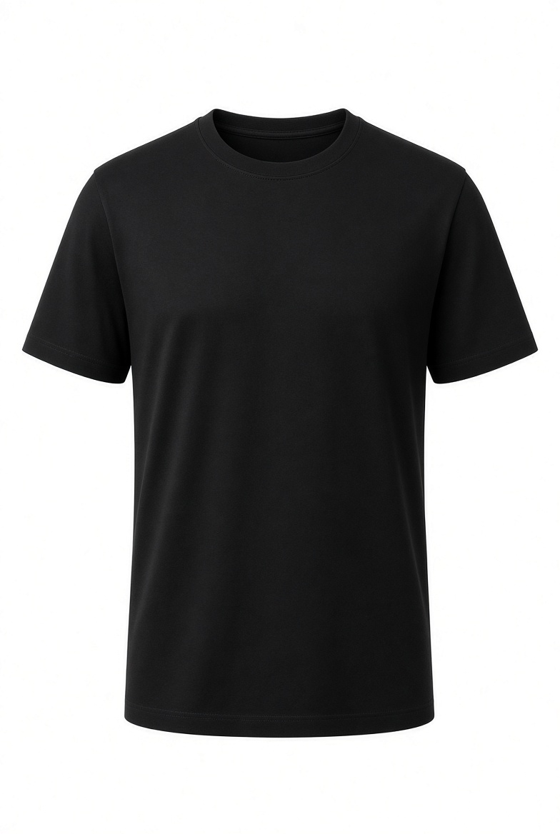 ブラックの無地半袖Tシャツ